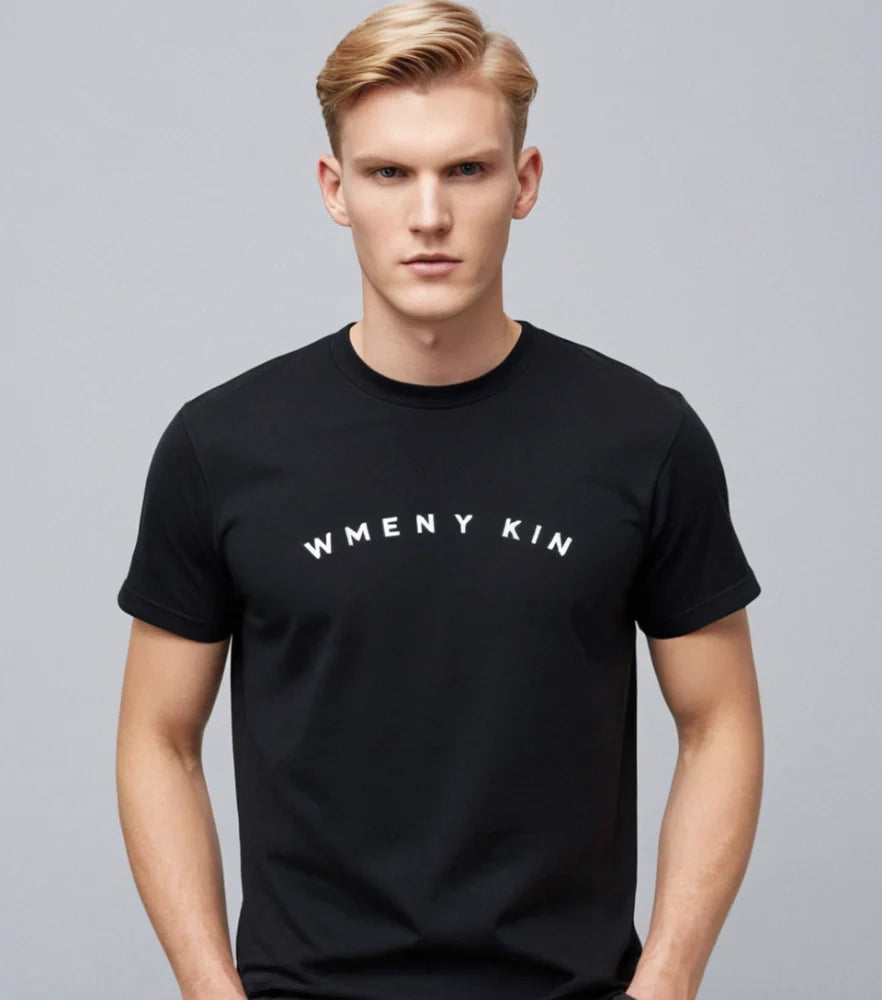 A Male Model worn a Black T-Shirt, breathable fabric with simple design - Royal Outfits