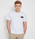 A Male Model worn a Black T-Shirt, breathable fabric with simple design - Royal Outfits White Graphic T-Shirt Royal Outfits
