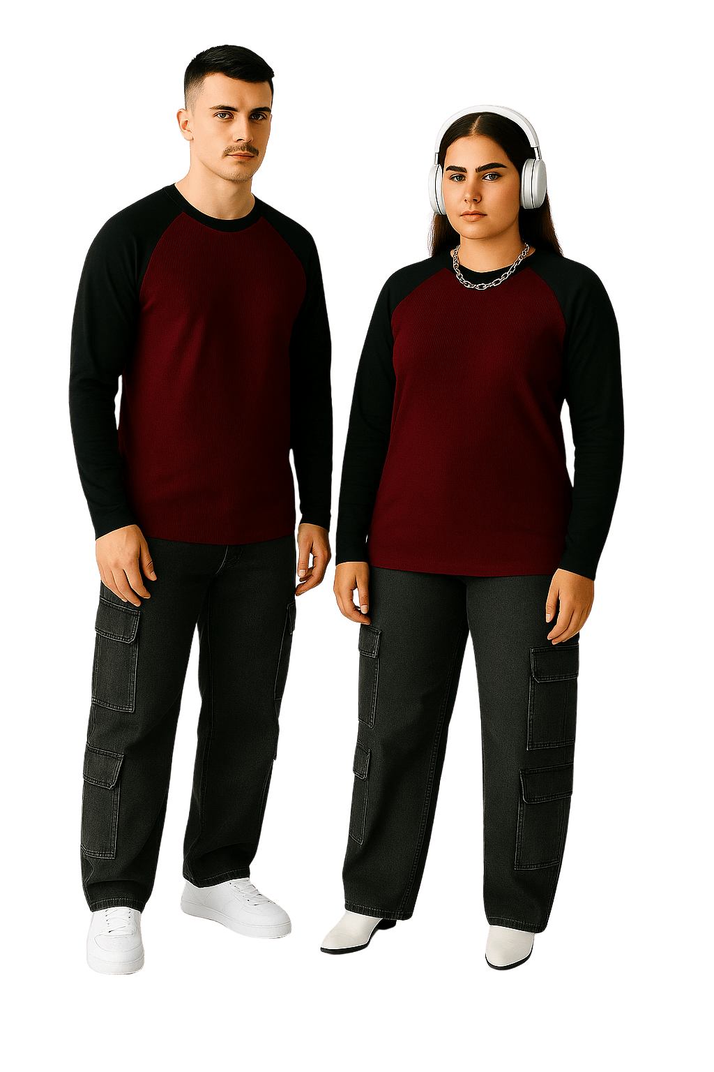 Full Sleeves Raglan T-Shirt Maroon Color - Full Sleeves T-Shirt - Royal Outfits